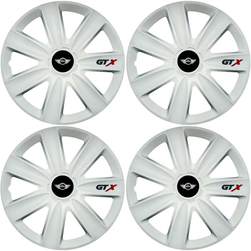 Auto si Moto - Anvelope si jante - Accesorii roti - Capace roti - Set 4 Capace Roti GTX Alb R16, Compatibil Cu Mini - Infinity.ro