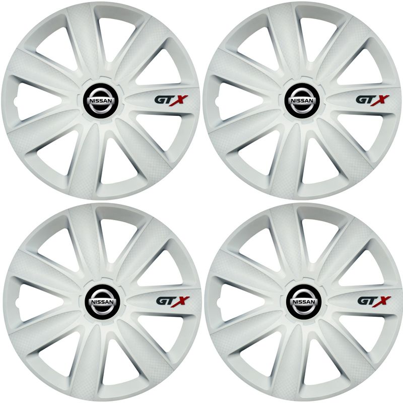 Auto si Moto - Anvelope si jante - Accesorii roti - Capace roti - Set 4 Capace Roti GTX Alb R16, Compatibil Cu Nissan - Infinity.ro