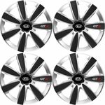 Auto si Moto - Anvelope si jante - Accesorii roti - Capace roti - Set 4 Capace Roti GTX Carbon Gri-Negru R15, Pentru Kia - Infinity.ro