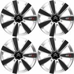 Auto si Moto - Anvelope si jante - Accesorii roti - Capace roti - Set 4 Capace Roti GTX Carbon Gri-Negru R15, Pentru Citroen - Infinity.ro