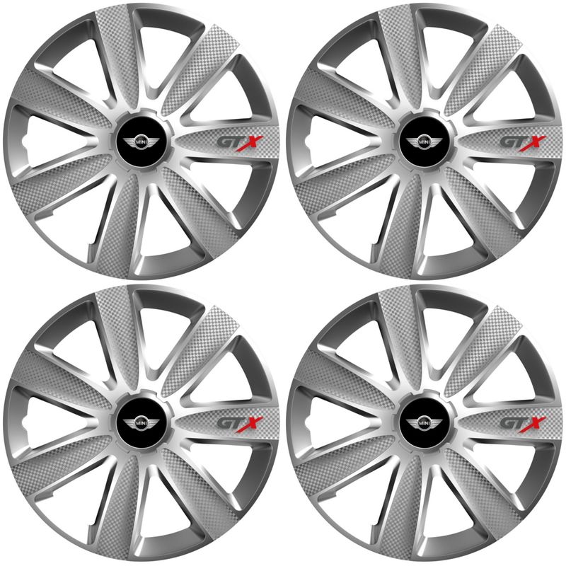 Auto si Moto - Anvelope si jante - Accesorii roti - Capace roti - Set 4 Capace Roti GTX Gri R14, Pentru Mini - Infinity.ro