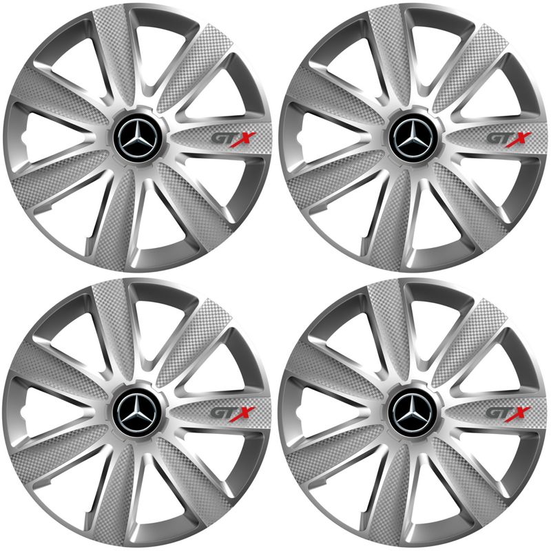 Auto si Moto - Anvelope si jante - Accesorii roti - Capace roti - Set 4 Capace Roti GTX Gri R16, Pentru Mercedes - Infinity.ro
