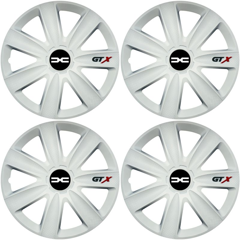 Auto si Moto - Anvelope si jante - Accesorii roti - Capace roti - Set 4 Capace Roti GTX Alb R16, Compatibil Cu Dacia Nou - Infinity.ro