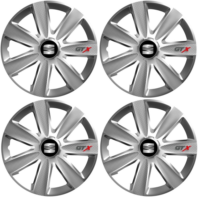 Auto si Moto - Anvelope si jante - Accesorii roti - Capace roti - Set 4 Capace Roti GTX Gri R16, Pentru Seat - Infinity.ro