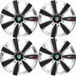 Auto si Moto - Anvelope si jante - Accesorii roti - Capace roti - Set 4 Capace Roti GTX Carbon Gri-Negru R14, Pentru Skoda - Infinity.ro