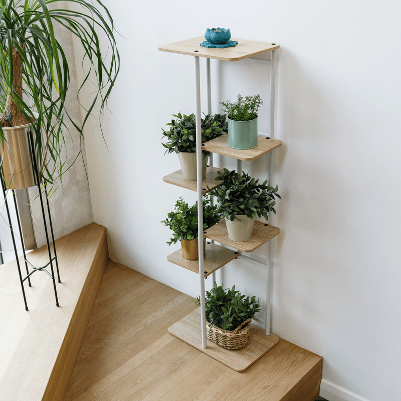 Casa si Gradina - Gradinarit si plante - Plante si ghivece - Ghivece si suporturi - Suport de flori, alb/sonoma stejar, LEDOR TIP 1 - Infinity.ro