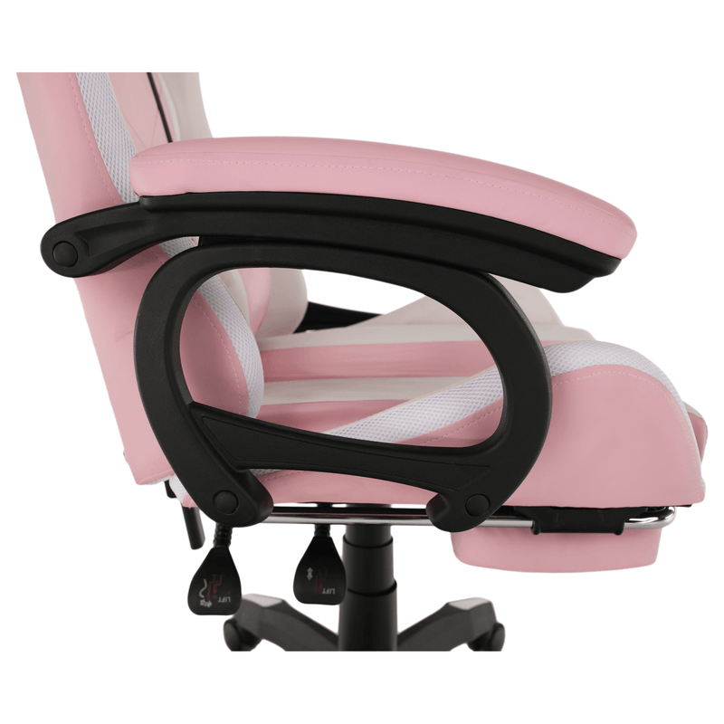 Casa si Gradina - Mobilier - Scaune si fotolii - Scaune - Scaun de birou/joc cu iluminare LED RGB, roz/alb, JOVELA - Infinity.ro