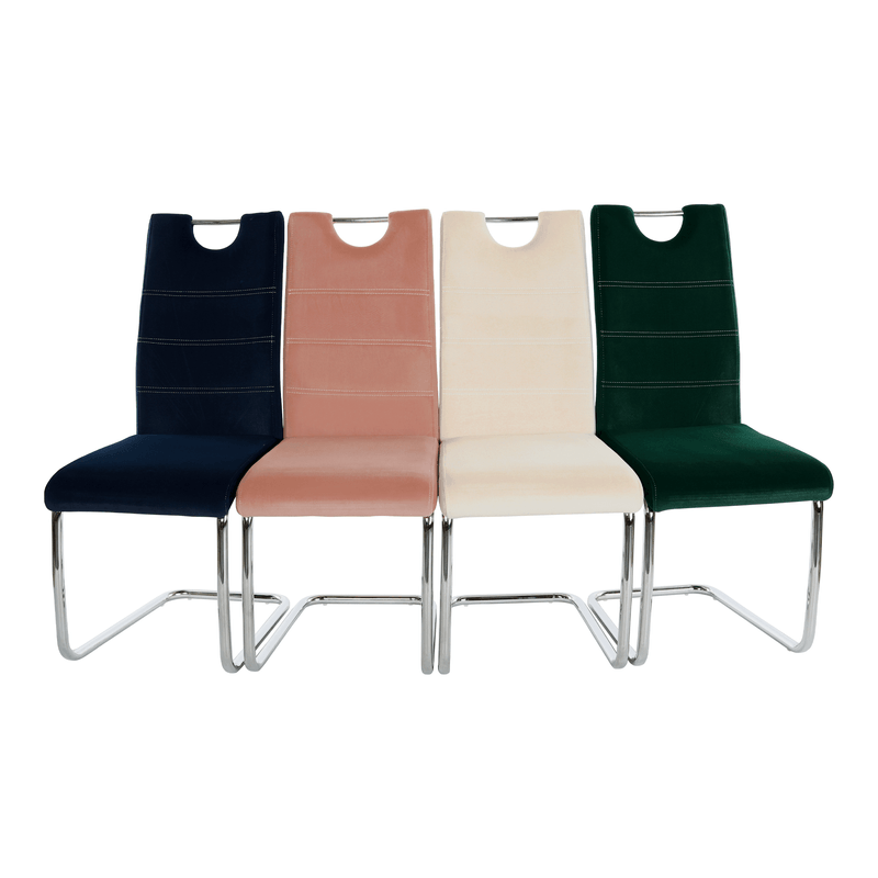 Casa si Gradina - Mobilier - Scaune si fotolii - Scaune - Scaun de luat masa, tesatura de catifea smarald / cusaturi deschise, ABIRA NEW - Infinity.ro