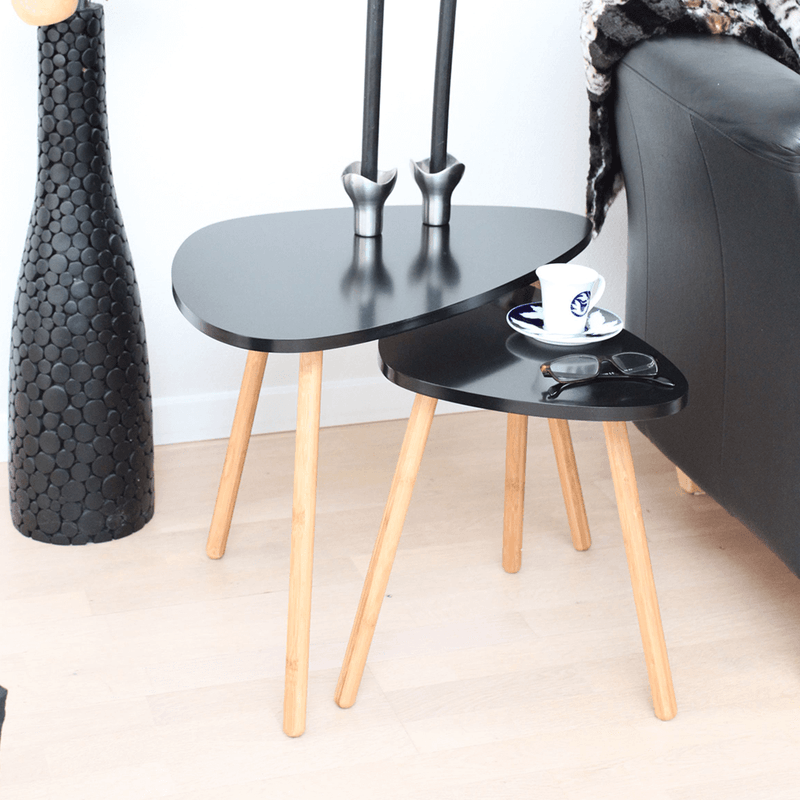 Casa si Gradina - Mobilier - Mese si birouri - Mese living - Set de 2 mese, negru / natural, GOREJ - Infinity.ro