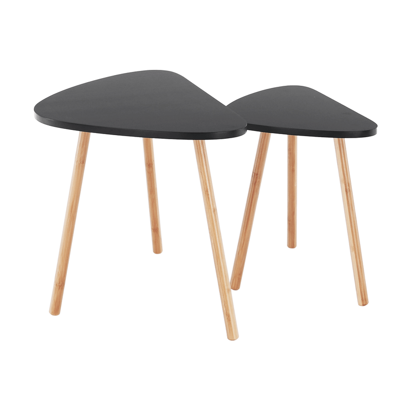 Casa si Gradina - Mobilier - Mese si birouri - Mese living - Set de 2 mese, negru / natural, GOREJ - Infinity.ro