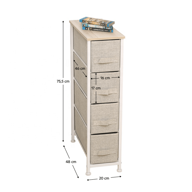 Casa si Gradina - Mobilier - Comode si corpuri - Comode - Comoda cu sertare din material textil, gri deschis/alb/bej, OFELIA TYP 2 - Infinity.ro