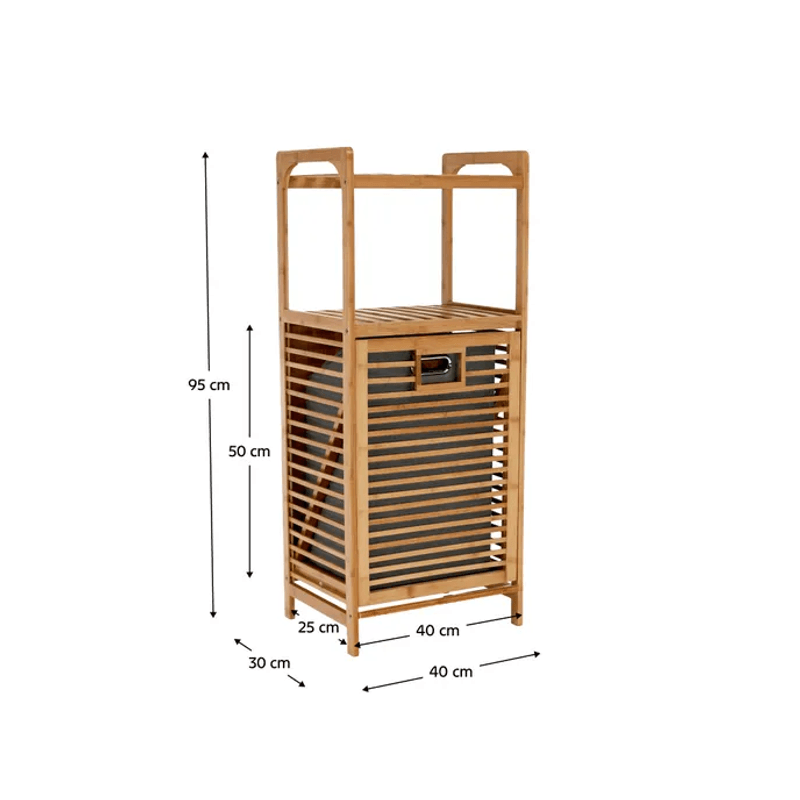 Casa si Gradina - Sanitare - Suporturi si accesorii baie - Accesorii baie - Cos de rufe, bambus natural/gri, KERI NEW - Infinity.ro