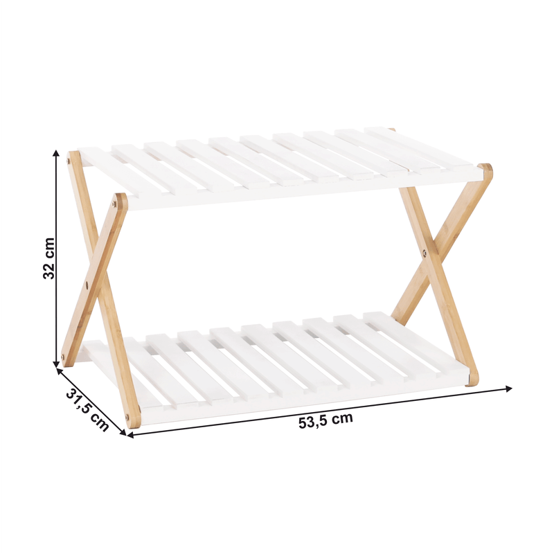 Casa si Gradina - Mobilier - Biblioteci si rafturi - Rafturi - Etajera cu 2 rafturi, bambus natural / alb, PEORIA TYPE 1 - Infinity.ro