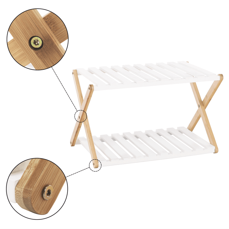 Casa si Gradina - Mobilier - Biblioteci si rafturi - Rafturi - Etajera cu 2 rafturi, bambus natural / alb, PEORIA TYPE 1 - Infinity.ro