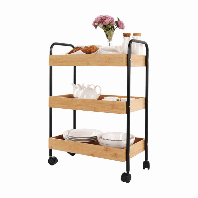 Casa si Gradina - Mobilier - Mese si birouri - Masute de cafea - Masuta de servire cu roti, natural/negru, ARVADA - Infinity.ro