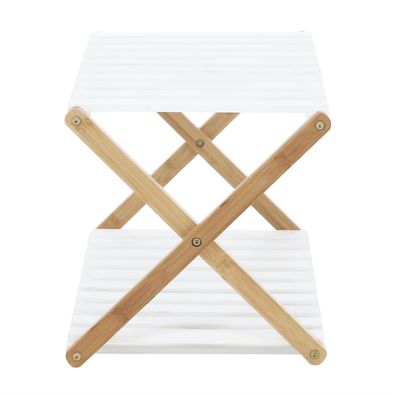 Casa si Gradina - Mobilier - Biblioteci si rafturi - Rafturi - Etajera cu 2 rafturi, bambus natural / alb, PEORIA TYPE 1 - Infinity.ro