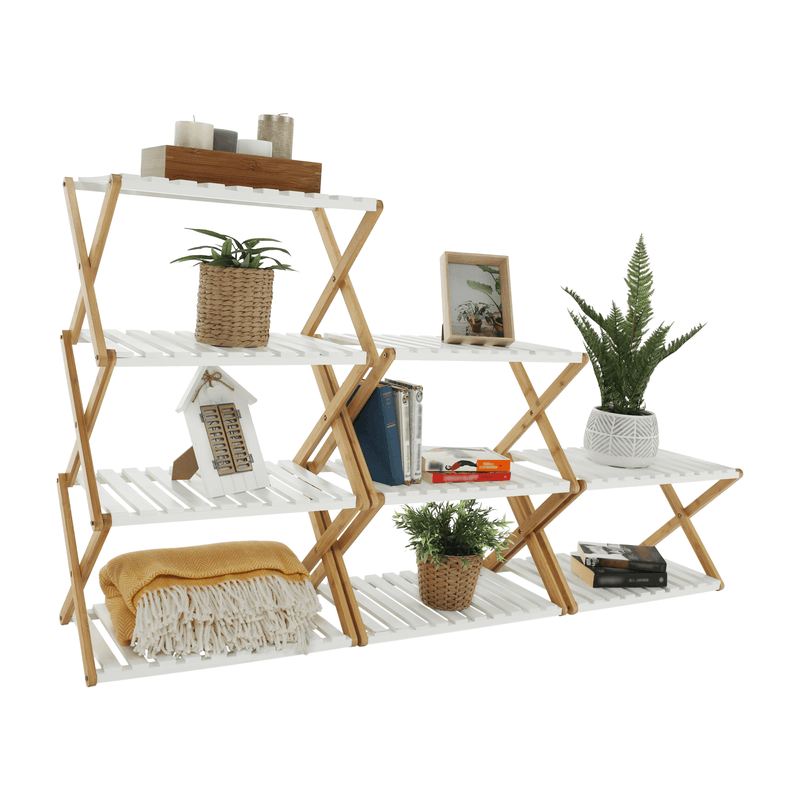 Casa si Gradina - Mobilier - Biblioteci si rafturi - Rafturi - Etajera cu 2 rafturi, bambus natural / alb, PEORIA TYPE 1 - Infinity.ro
