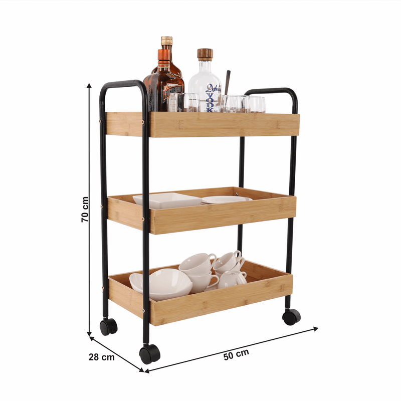 Casa si Gradina - Mobilier - Mese si birouri - Masute de cafea - Masuta de servire cu roti, natural/negru, ARVADA - Infinity.ro