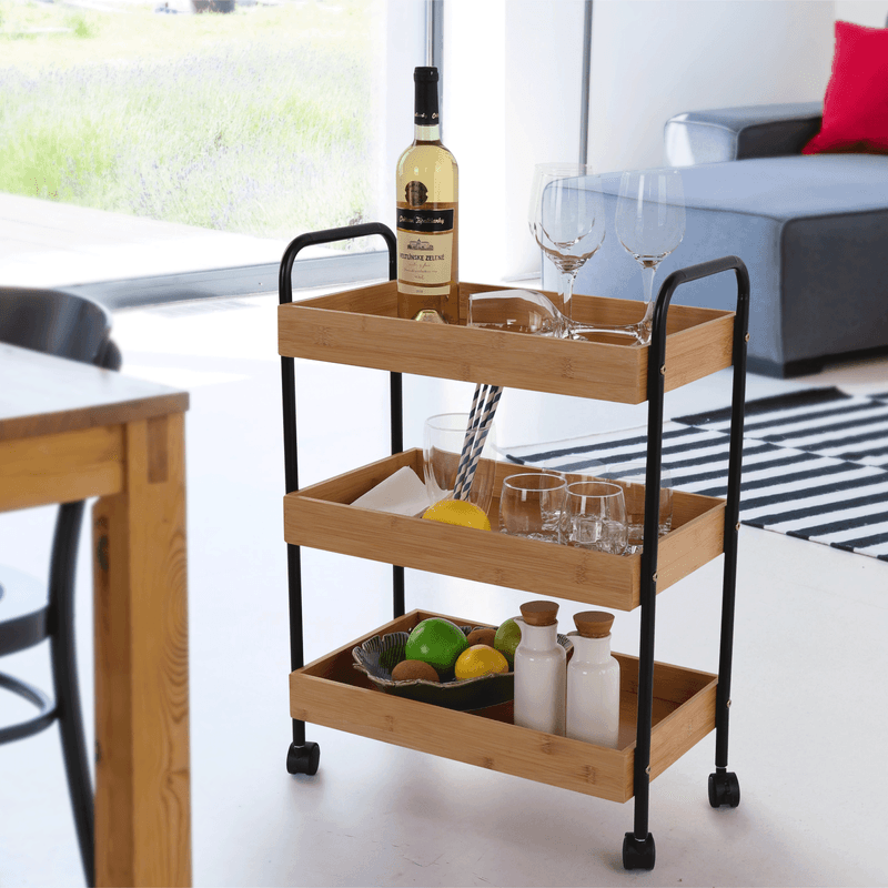 Casa si Gradina - Mobilier - Mese si birouri - Masute de cafea - Masuta de servire cu roti, natural/negru, ARVADA - Infinity.ro