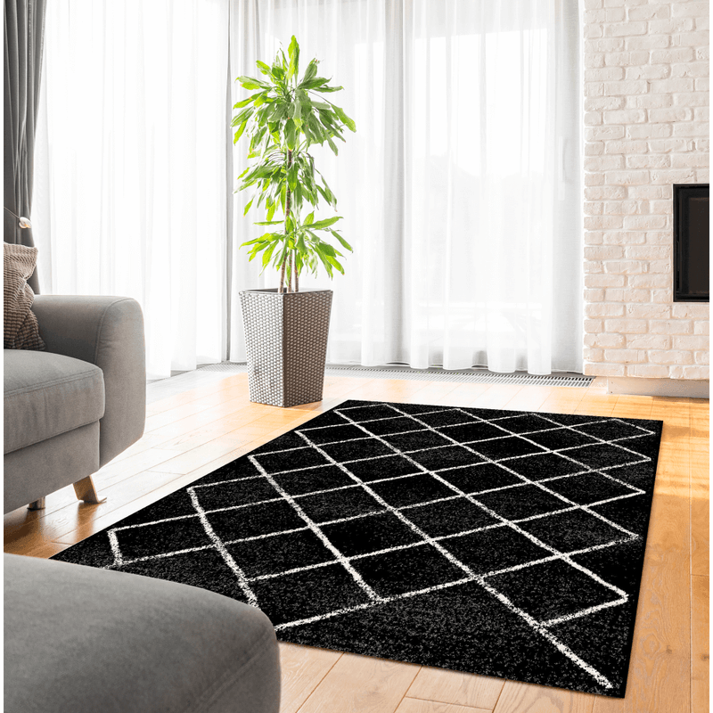 Casa si Gradina - Textile si covoare - Covoare - Covoare casa - Covor, negru/model, 133x190 cm, MATES TYP 1 - Infinity.ro