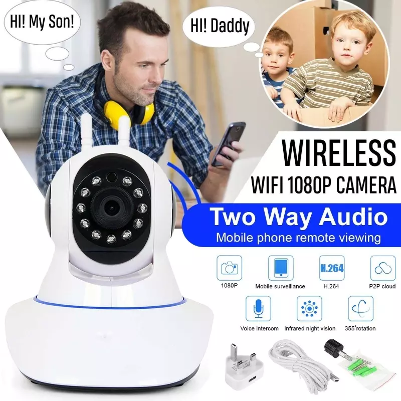 Casa si Gradina - Electrice - Smart Home - Camere de supraveghere - Camera de supraveghere WiFi, 1080px, cu senzor de miscare, Gonga® Alb - Infinity.ro