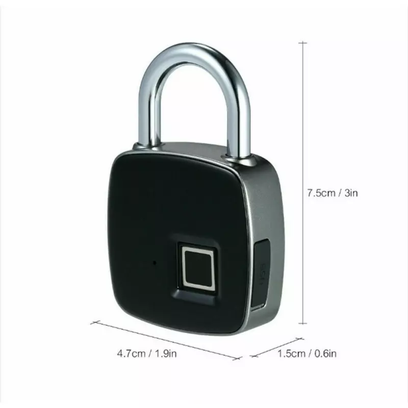 Casa si Gradina - Constructii - Feronerie si accesorii - Lacate - Lacat USB cu amprenta, Gonga® Gri - Infinity.ro