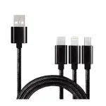 Laptop, Telefoane si Tablete - Telefoane mobile si accesorii - Accesorii Telefoane - Incarcatoare telefoane - Cablu de incarcare rapida 3 in 1, universal, 1m,Gonga® Negru - Infinity.ro