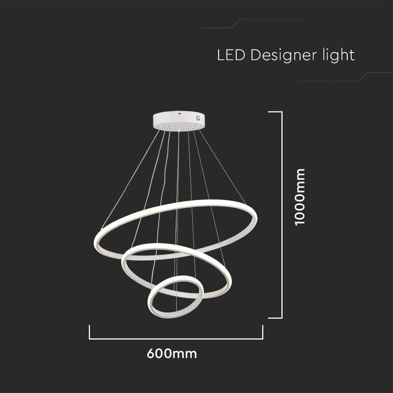 Casa si Gradina - Corpuri si surse de iluminat - Lustre si pendule - Lustra LED 8018-VT, 32W, 3880lm, lumina calda, IP20, alba, V-Tac - Infinity.ro