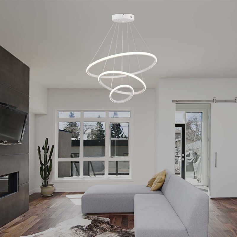 Casa si Gradina - Corpuri si surse de iluminat - Lustre si pendule - Lustra LED 8018-VT, 32W, 3880lm, lumina calda, IP20, alba, V-Tac - Infinity.ro