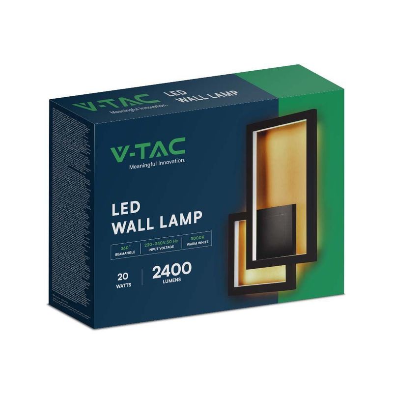 Casa si Gradina - Corpuri si surse de iluminat - Plafoniere, aplice si spoturi - Aplica LED 6842-VT, 20W, 2400lm, lumina calda, IP20, neagra, V-TAC - Infinity.ro