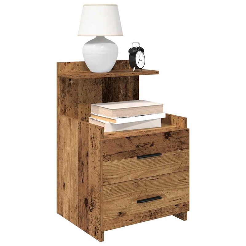 Casa si Gradina - Mobilier - Comode si corpuri - Noptiere - Noptiere 2 buc. cu 2 sertare, lemn vechi, 40x36,5x62 cm - Infinity.ro