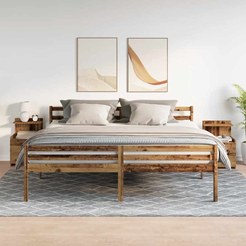 Casa si Gradina - Mobilier - Comode si corpuri - Noptiere - Noptiere 2 buc. cu 2 sertare, lemn vechi, 40x36,5x62 cm - Infinity.ro