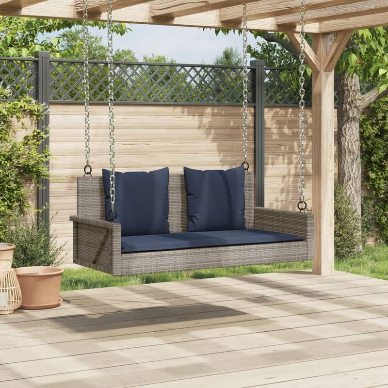 Casa si Gradina - Gradina si terasa - Balansoare si hamace - Balansoare - Balansoar cu perne gri 119x56x48 cm, poliratan - Infinity.ro