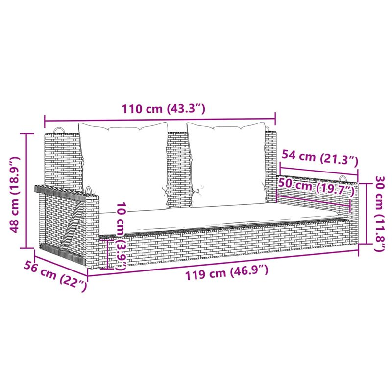 Casa si Gradina - Gradina si terasa - Balansoare si hamace - Balansoare - Balansoar cu perne gri 119x56x48 cm, poliratan - Infinity.ro