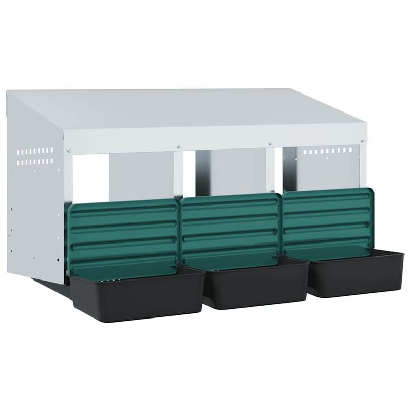 Petshop - Accesorii petshop - Culcusuri si custi - Custi interior si exterior - Cuibar pentru gaini cu 3 compartimente, montat pe perete, otel galvanizat - Infinity.ro