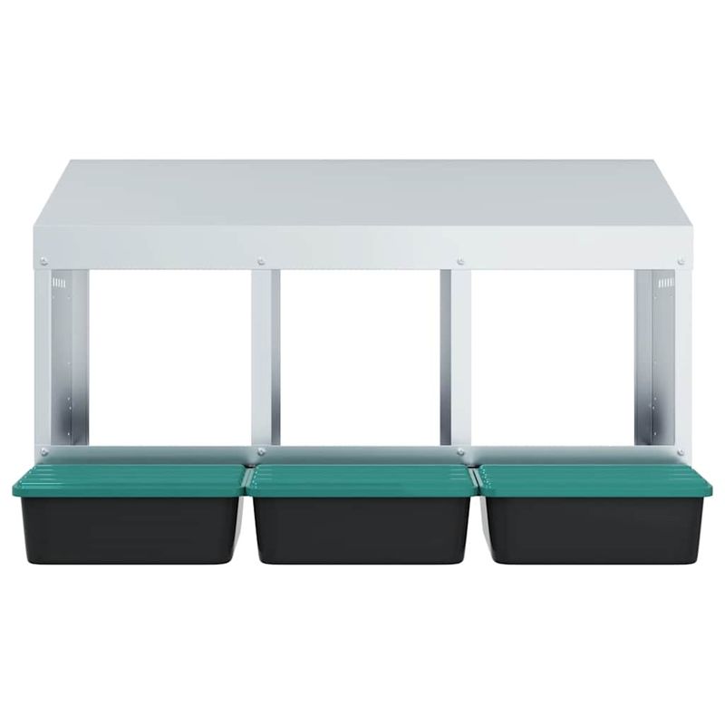 Petshop - Accesorii petshop - Culcusuri si custi - Custi interior si exterior - Cuibar pentru gaini cu 3 compartimente, montat pe perete, otel galvanizat - Infinity.ro