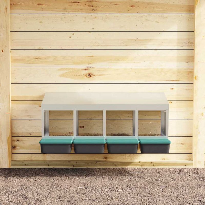 Petshop - Accesorii petshop - Culcusuri si custi - Custi interior si exterior - Cuibar pentru gaini cu 4 compartimente, montat pe perete, otel galvanizat - Infinity.ro