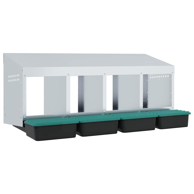 Petshop - Accesorii petshop - Culcusuri si custi - Custi interior si exterior - Cuibar pentru gaini cu 4 compartimente, montat pe perete, otel galvanizat - Infinity.ro