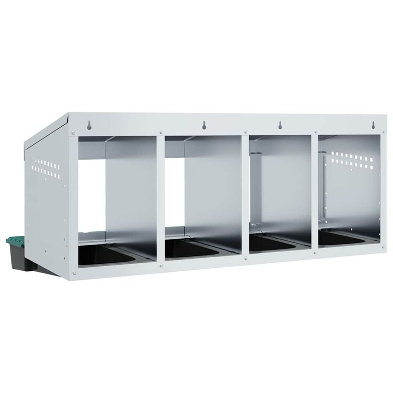 Petshop - Accesorii petshop - Culcusuri si custi - Custi interior si exterior - Cuibar pentru gaini cu 4 compartimente, montat pe perete, otel galvanizat - Infinity.ro