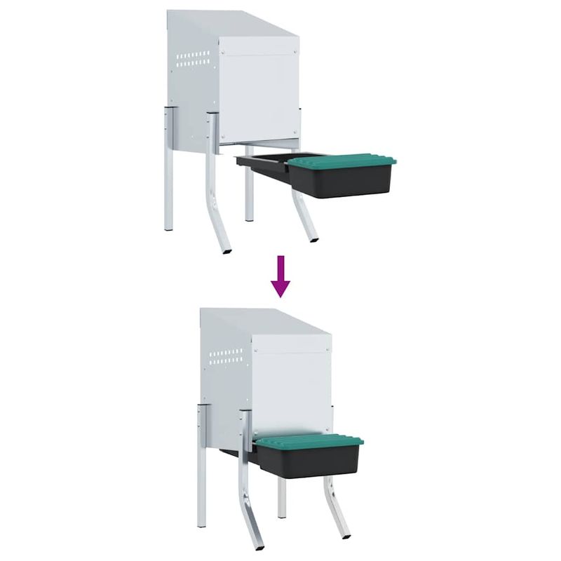 Petshop - Accesorii petshop - Culcusuri si custi - Custi interior si exterior - Cuib pentru gaini cu 1 compartiment si picioare, otel galvanizat - Infinity.ro