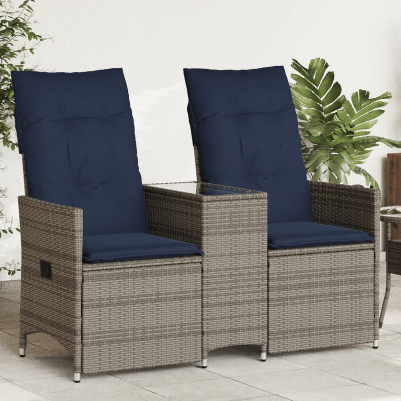 Casa si Gradina - Gradina si terasa - Mobilier exterior - Canapele si fotolii gradina - Canapea extensibila de gradina cu 2 locuri și masa, poliratan, model fără suport de picioare - Infinity.ro