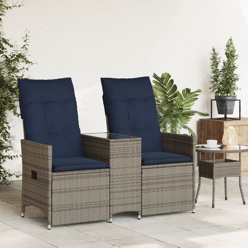Casa si Gradina - Gradina si terasa - Mobilier exterior - Canapele si fotolii gradina - Canapea extensibila de gradina cu 2 locuri și masa, poliratan, model fără suport de picioare - Infinity.ro