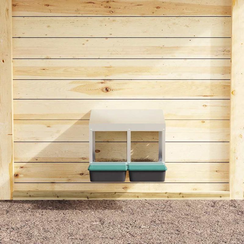 Petshop - Accesorii petshop - Culcusuri si custi - Custi interior si exterior - Cuibar pentru gaini cu 2 compartimente, montat pe perete, otel galvanizat - Infinity.ro