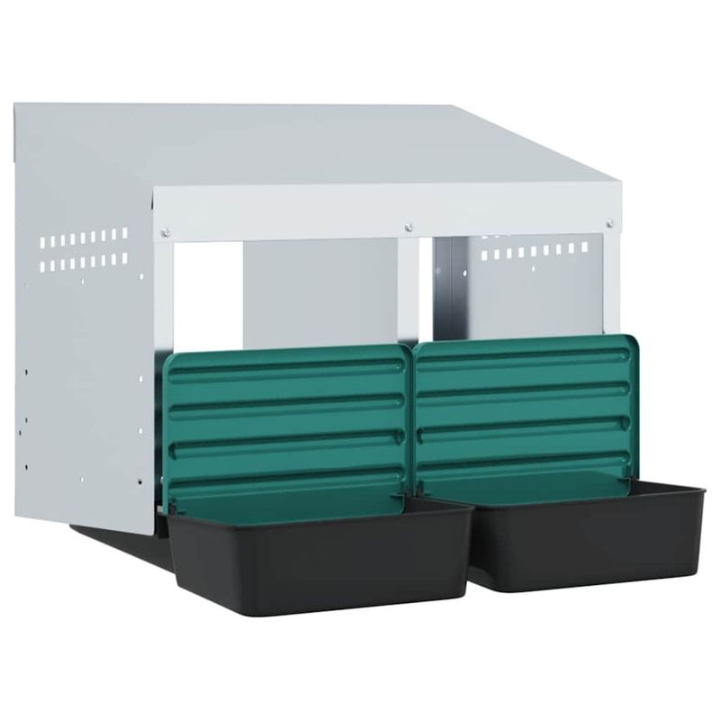 Petshop - Accesorii petshop - Culcusuri si custi - Custi interior si exterior - Cuibar pentru gaini cu 2 compartimente, montat pe perete, otel galvanizat - Infinity.ro