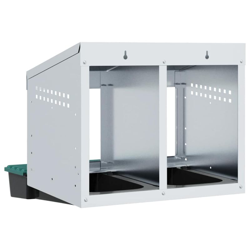 Petshop - Accesorii petshop - Culcusuri si custi - Custi interior si exterior - Cuibar pentru gaini cu 2 compartimente, montat pe perete, otel galvanizat - Infinity.ro