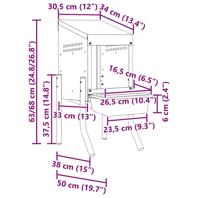 Petshop - Accesorii petshop - Culcusuri si custi - Custi interior si exterior - Cuib pentru gaini cu 1 compartiment si picioare, otel galvanizat - Infinity.ro