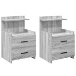 Casa si Gradina - Mobilier - Comode si corpuri - Noptiere - Noptiere 2 buc. cu 2 sertare gri Sonoma 40x36,5x62 cm - Infinity.ro