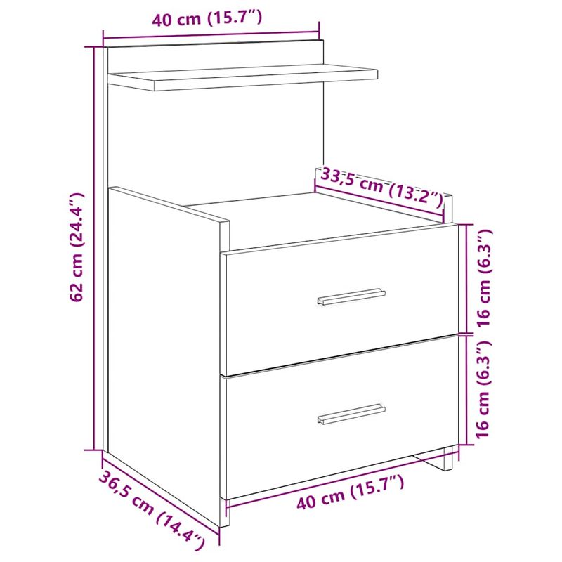 Casa si Gradina - Mobilier - Comode si corpuri - Noptiere - Noptiere 2 buc. cu 2 sertare gri Sonoma 40x36,5x62 cm - Infinity.ro