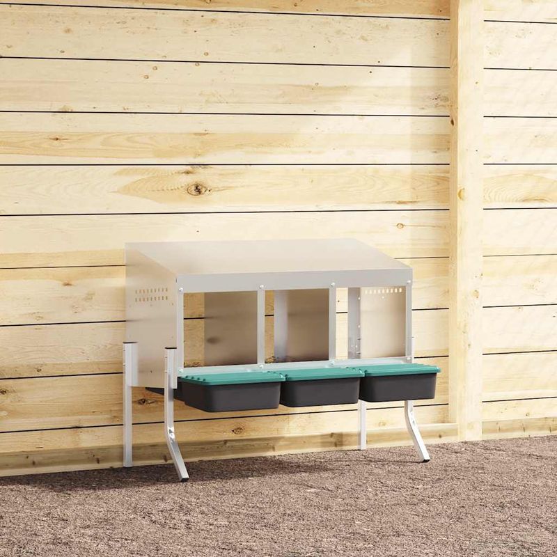 Petshop - Accesorii petshop - Culcusuri si custi - Custi interior si exterior - Cuib pentru gaini cu 3 compartimente si picioare, otel galvanizat - Infinity.ro