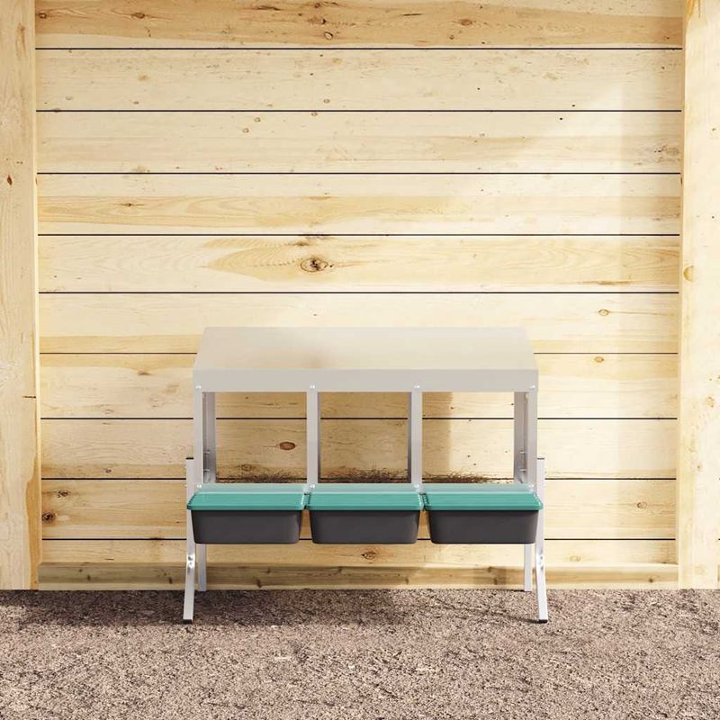 Petshop - Accesorii petshop - Culcusuri si custi - Custi interior si exterior - Cuib pentru gaini cu 3 compartimente si picioare, otel galvanizat - Infinity.ro